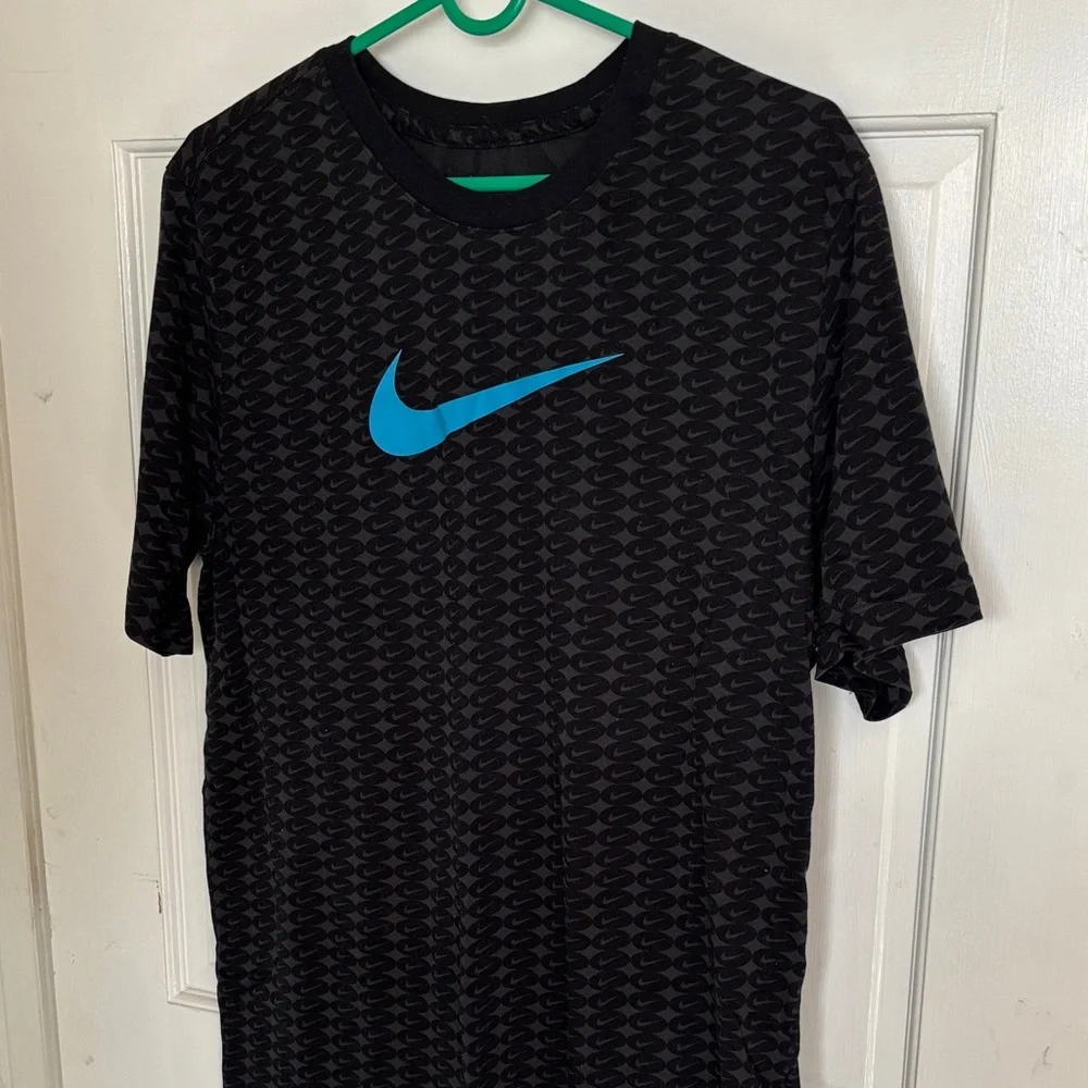 Nike Black Short-Sleeve Tee with Bright Blue Swoosh